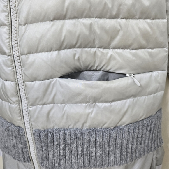 SOSKEN BEV Sz 3 (L) Lightweight Down Filled Grey Puffer Jacket Peplum Hem Luxury - Picture 7 of 16